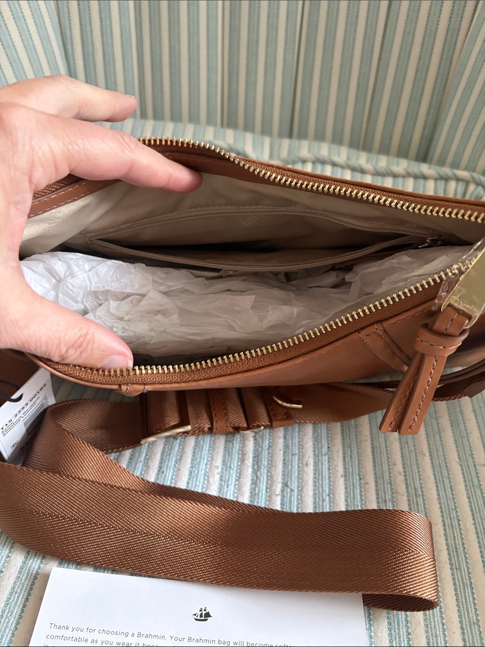 Brahmin Esme Crossbody Saddle Leather Shoulder Bag in Chestnut Brown - Picture 7 of 10